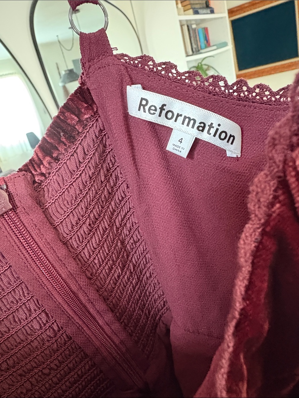 Reformation Felda Velvet Dress in Prune - Picture 3 of 5